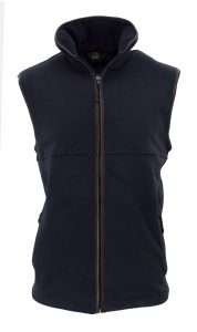 Mens Hampton Fleece Gilet with Leather Trim WALKER AND HAWKES 